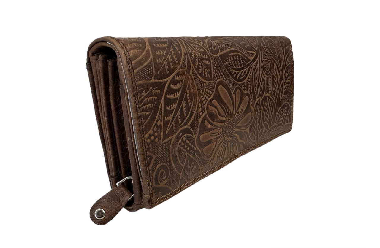 Barna nyomott mintás női bőr pénztárca Barna nyomott mintás női bőr pénztárca