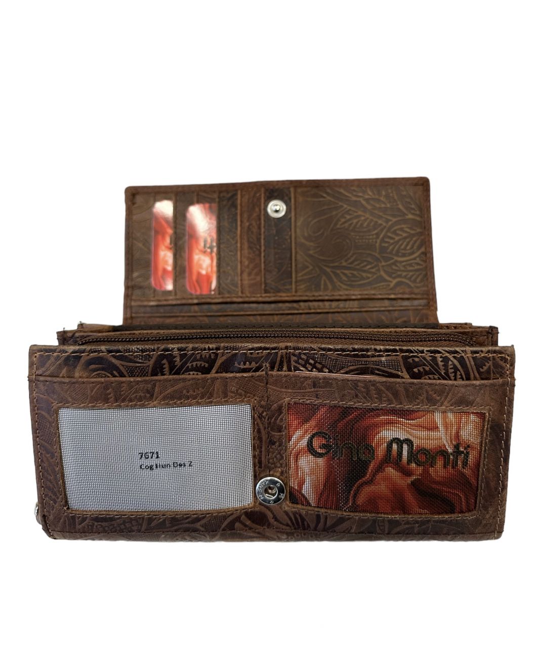 Barna nyomott mintás női bőr pénztárca Barna nyomott mintás női bőr pénztárca