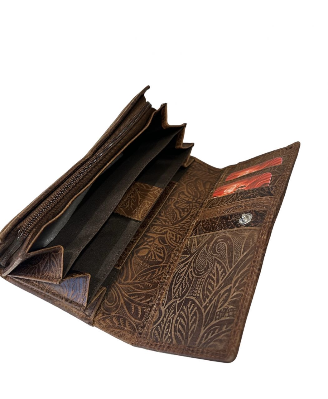 Barna nyomott mintás női bőr pénztárca Barna nyomott mintás női bőr pénztárca