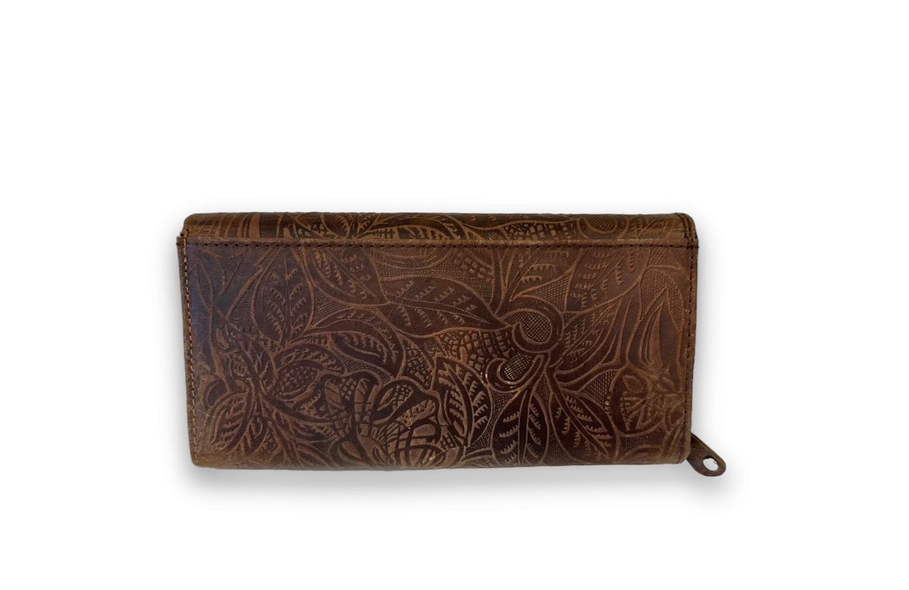 Barna nyomott mintás női bőr pénztárca Barna nyomott mintás női bőr pénztárca