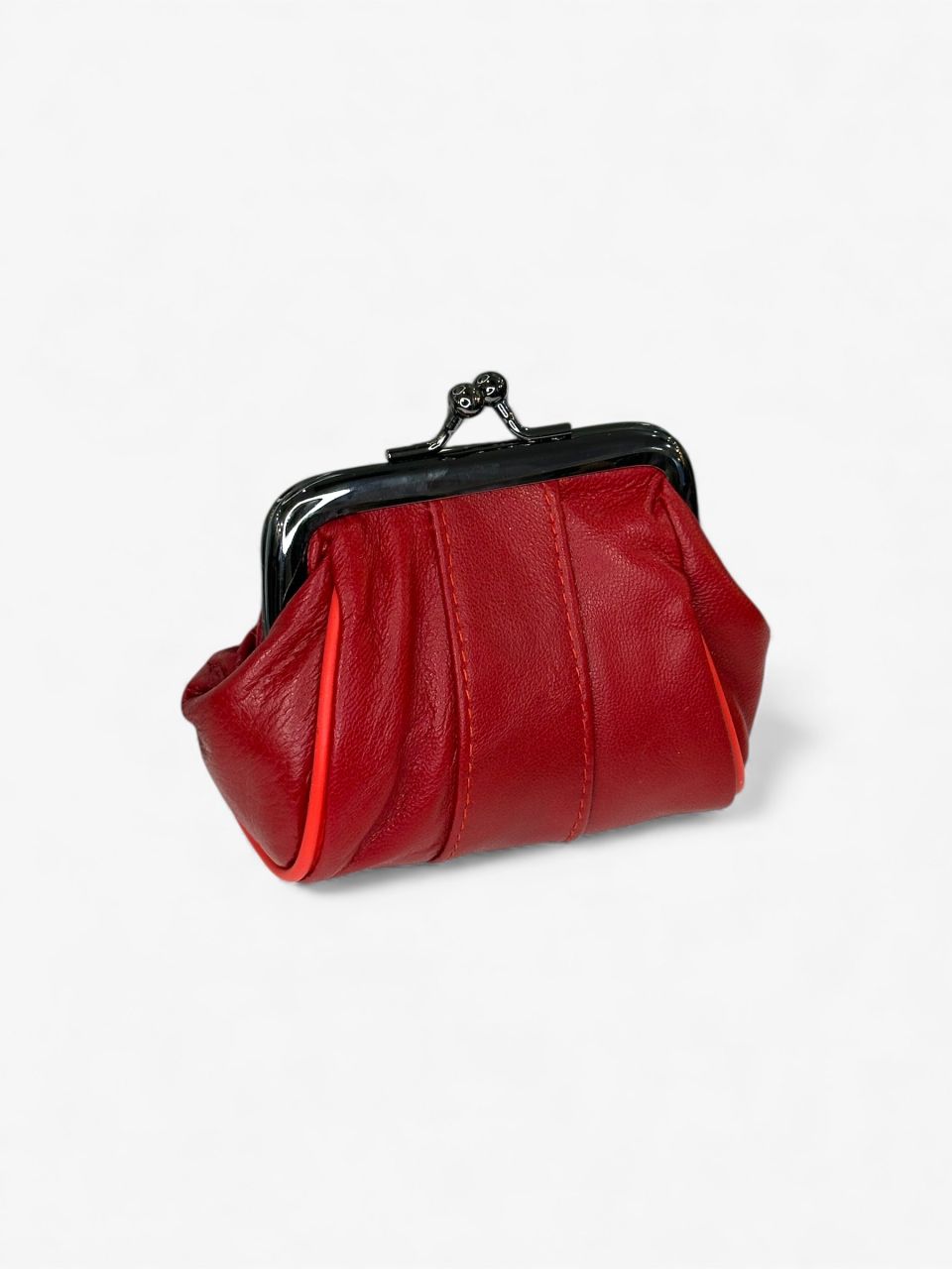 Csatos, keretes pici bőr pénztárca, merevítős