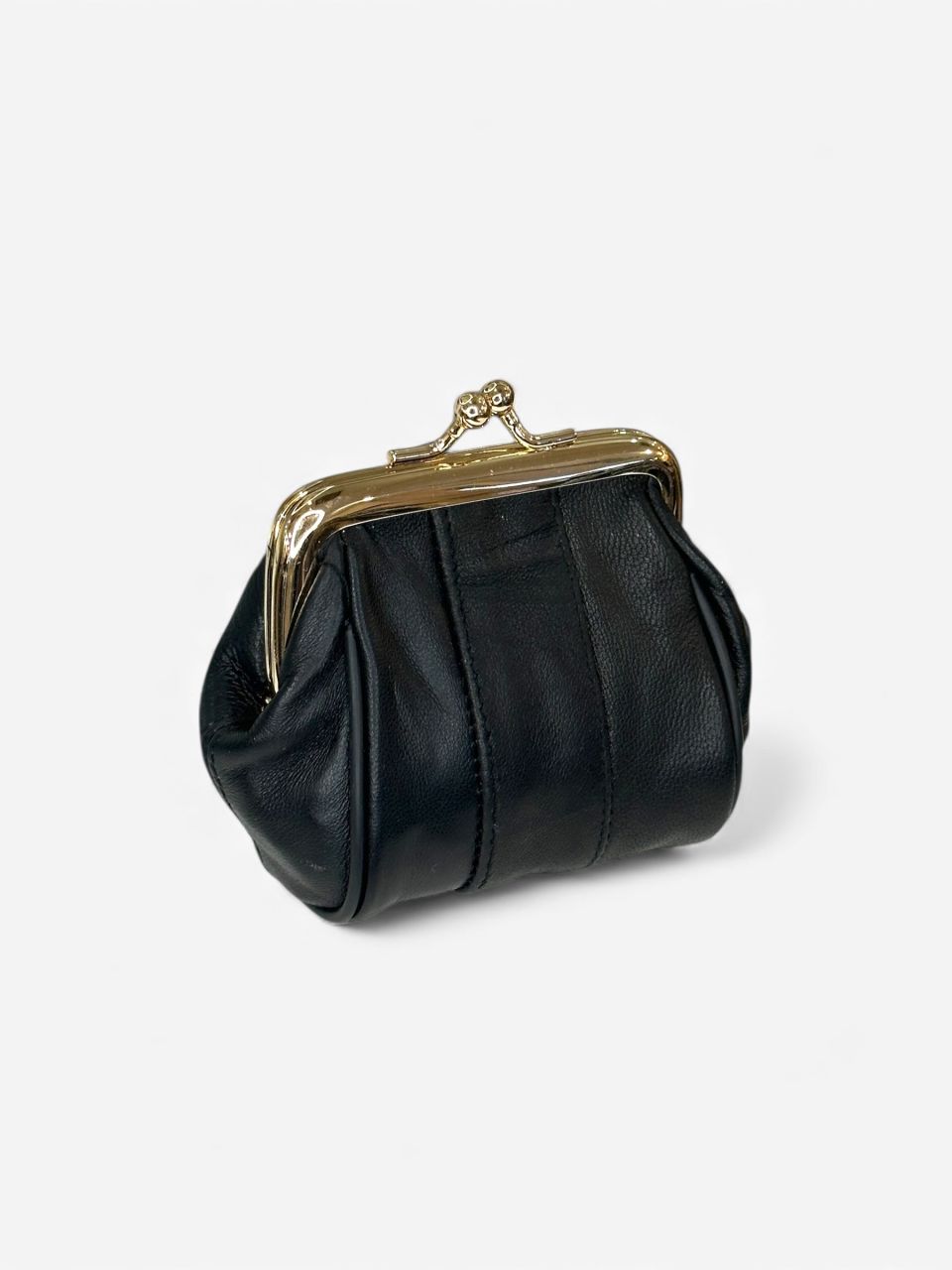 Csatos, keretes pici bőr pénztárca, merevítős