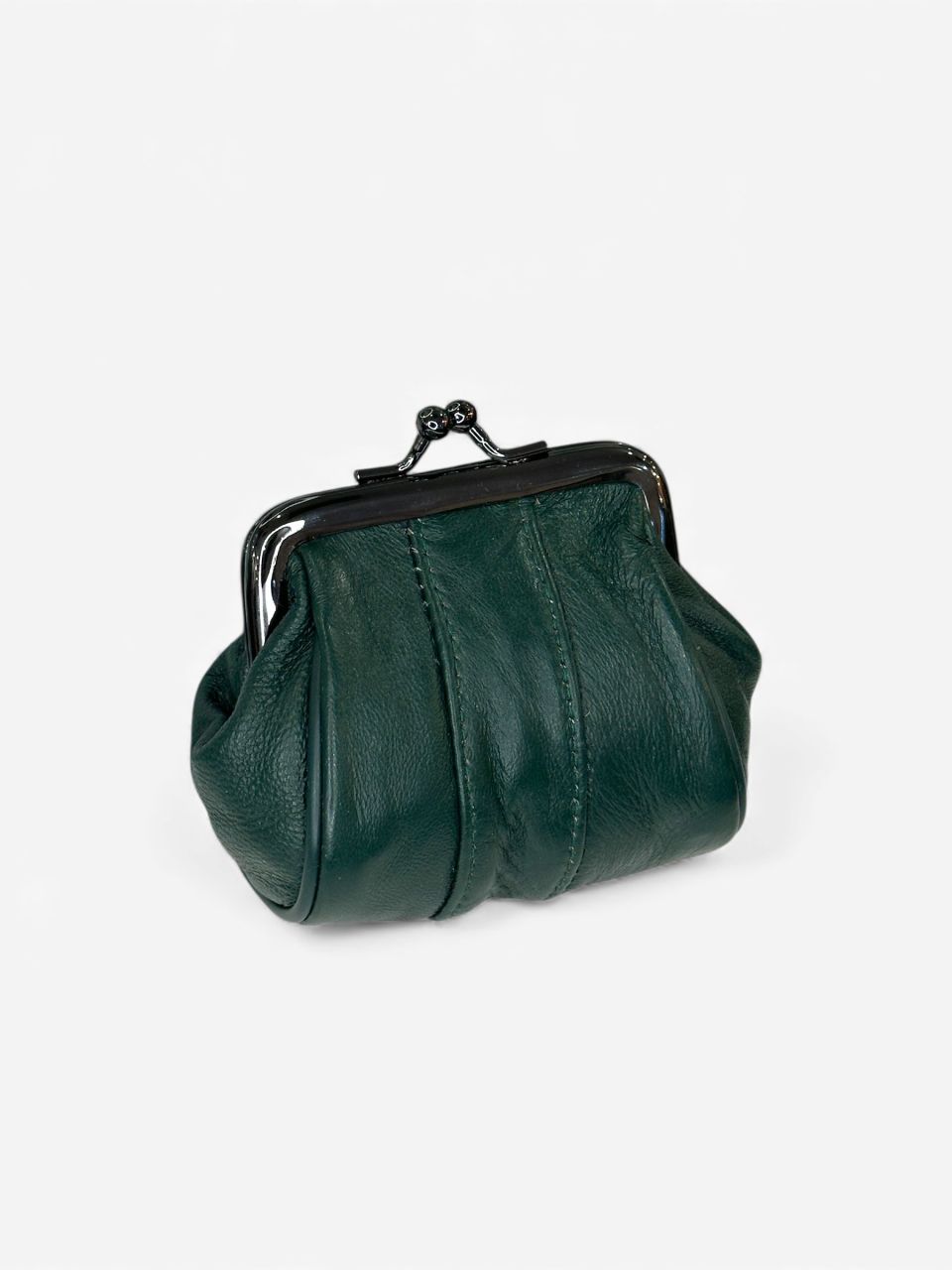 Csatos, keretes pici bőr pénztárca, merevítős