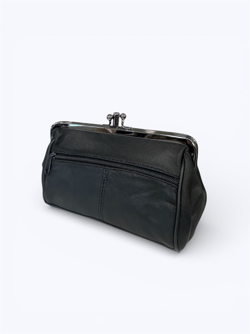 Csatos, keretes, nagy bőr pénztárca, merevítős