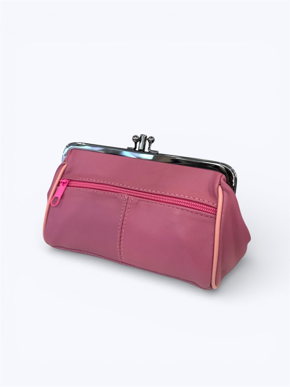 Csatos, keretes, nagy bőr pénztárca, merevítős