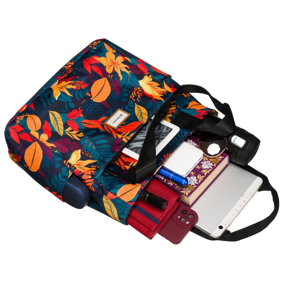 Kék-narancs levélmintás Rovicky puha shopper Kék-narancs levélmintás Rovicky puha shopper