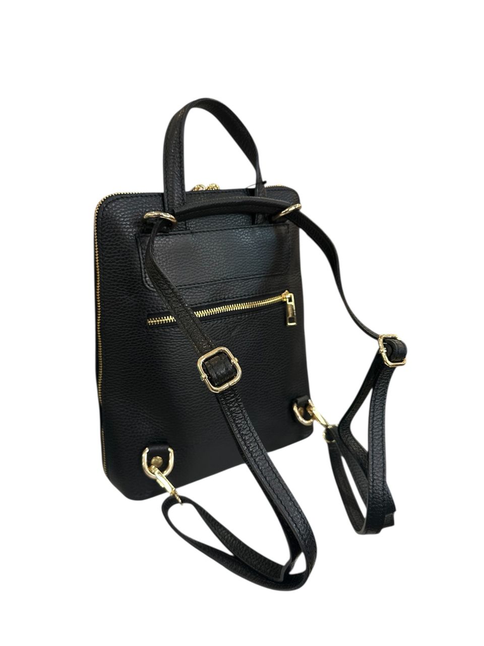 Fekete női bőr átalakítható hátizsák