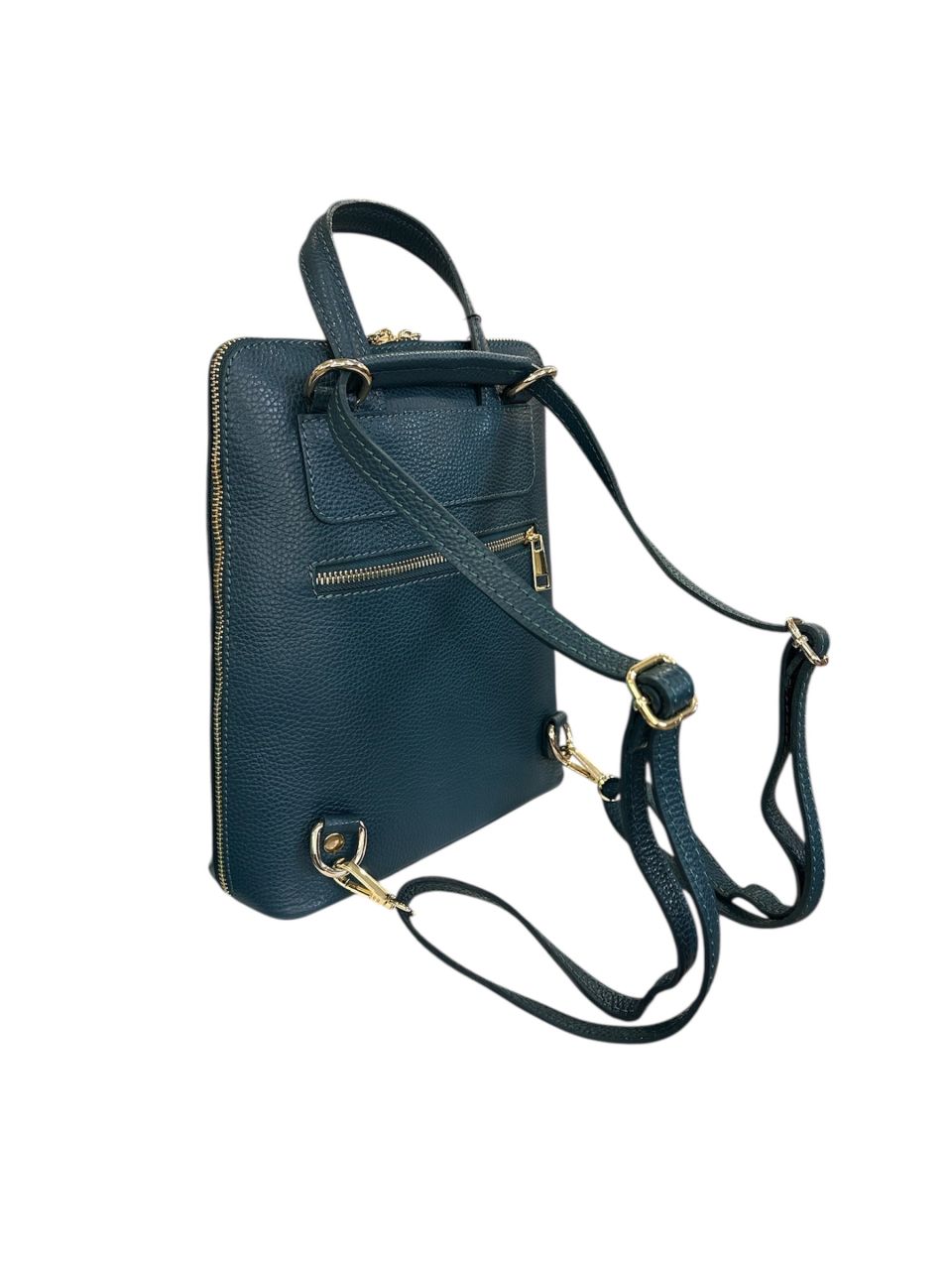 Zöldeskék női bőr átalakítható hátizsák