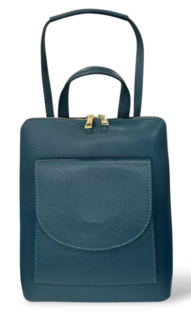 Zöldeskék női bőr átalakítható hátizsák