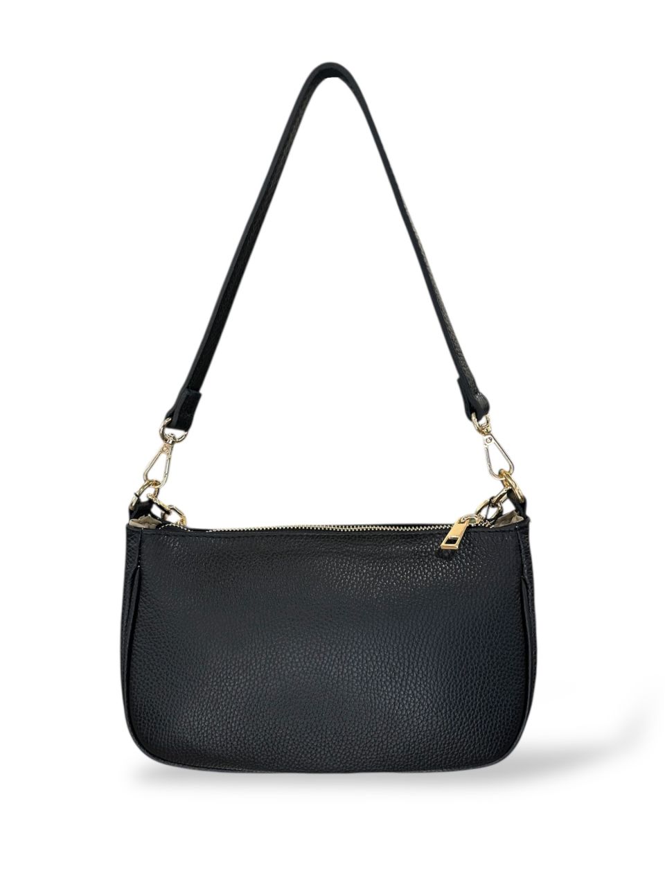 Fekete női bőr kézi-, váll-, oldaltáska