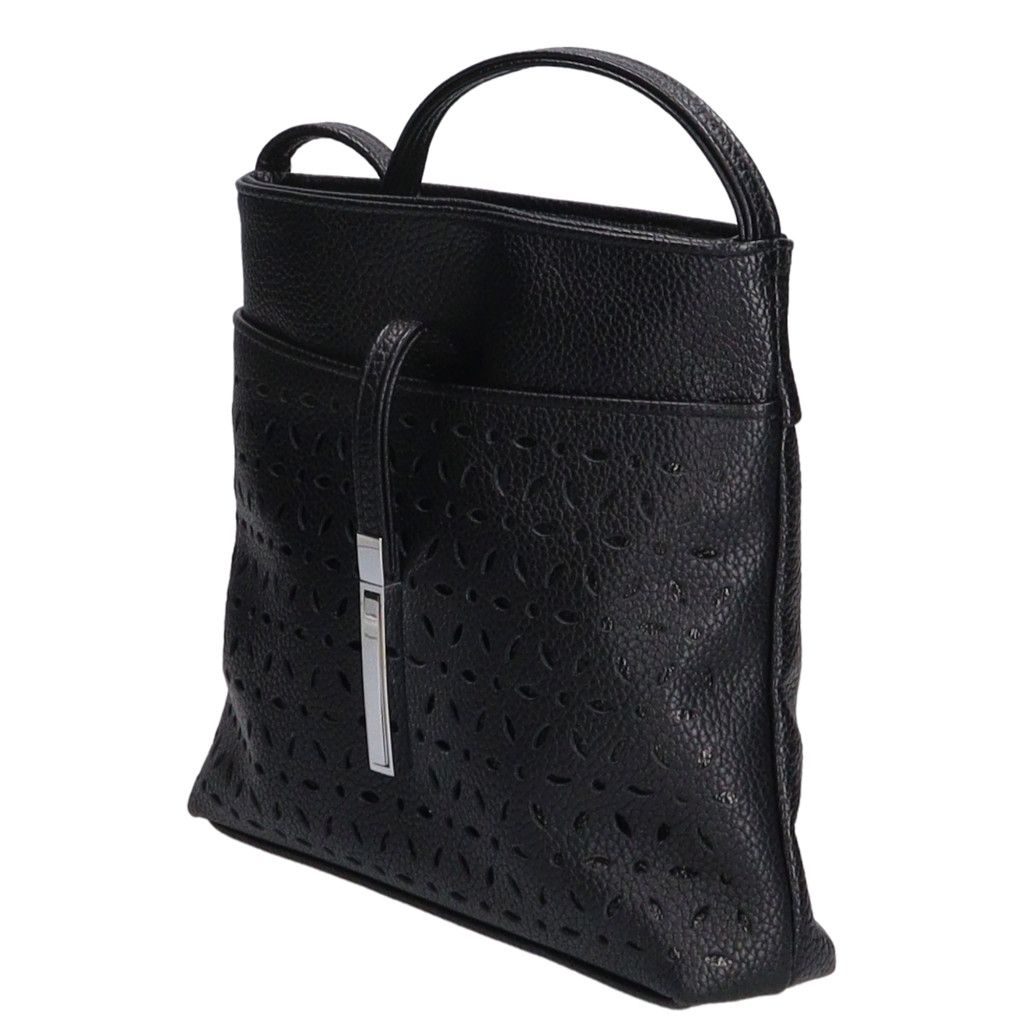 Fekete áttört Karen kicsi oldaltáska