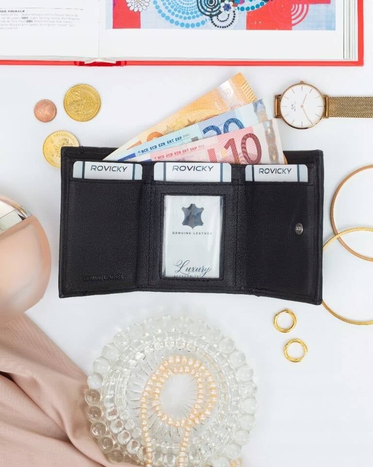 Fekete extra pici Rovicky bőr pénztárca Fekete extra pici Rovicky bőr pénztárca