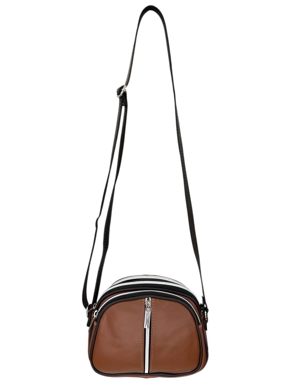 Barna bőr 3 rekeszes pici oldaltáska Barna bőr 3 rekeszes pici oldaltáska