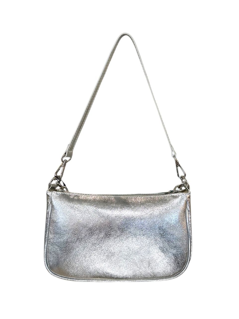 Ezüst női bőr kézi-, váll-, oldaltáska Ezüst női bőr kézi-, váll-, oldaltáska