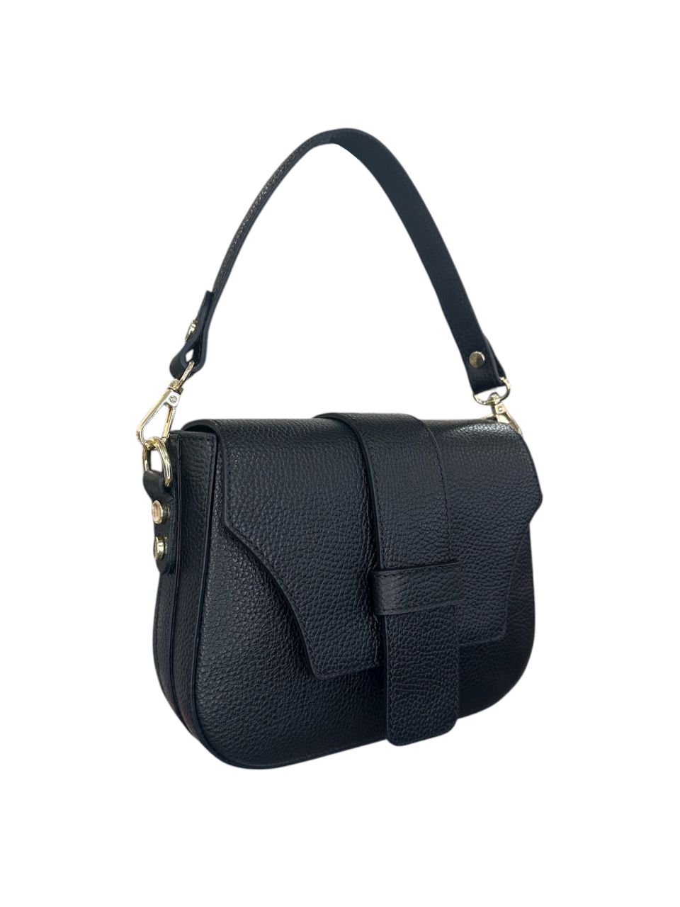 Fekete női bőr váll-, oldaltáska