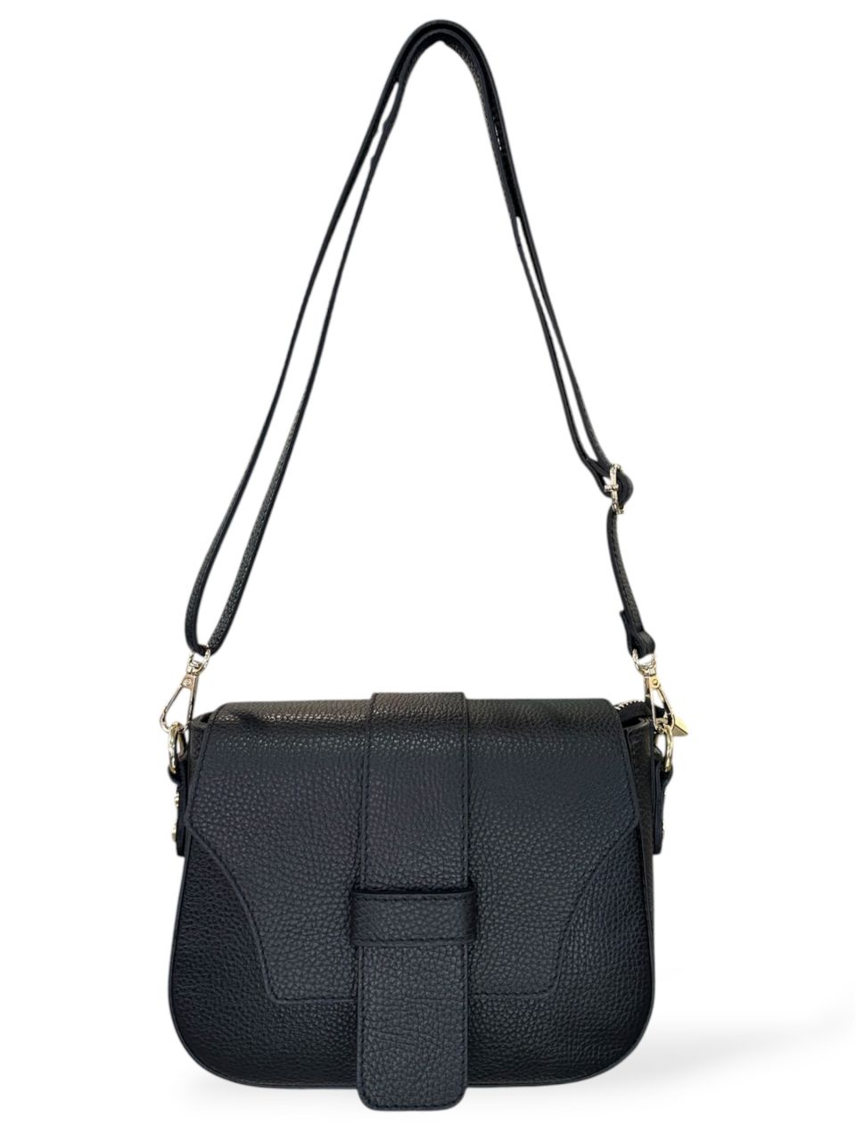 Fekete női bőr váll-, oldaltáska