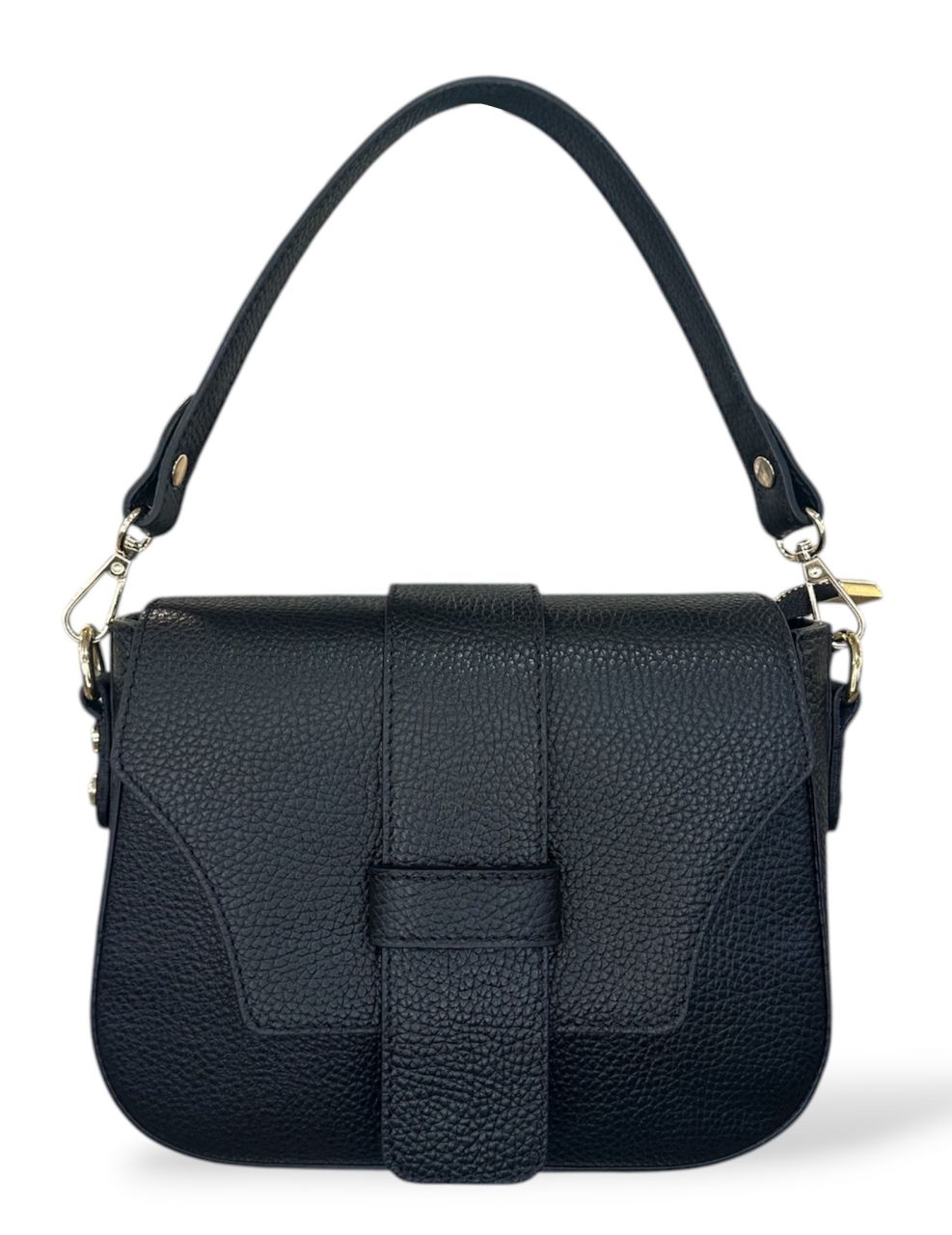 Fekete női bőr váll-, oldaltáska