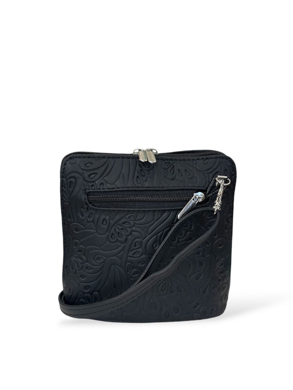 Fekete kicsi bőr nyomott mintás oldaltáska Fekete kicsi bőr nyomott mintás oldaltáska