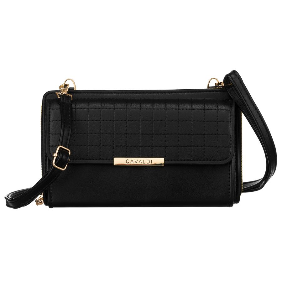 Fekete pénztárcás mobiltelefon oldaltáska - fekvő Fekete pénztárcás mobiltelefon oldaltáska - fekvő