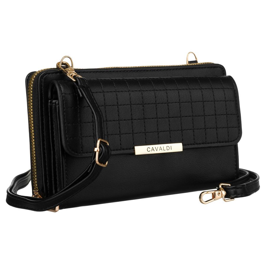 Fekete pénztárcás mobiltelefon oldaltáska - fekvő Fekete pénztárcás mobiltelefon oldaltáska - fekvő