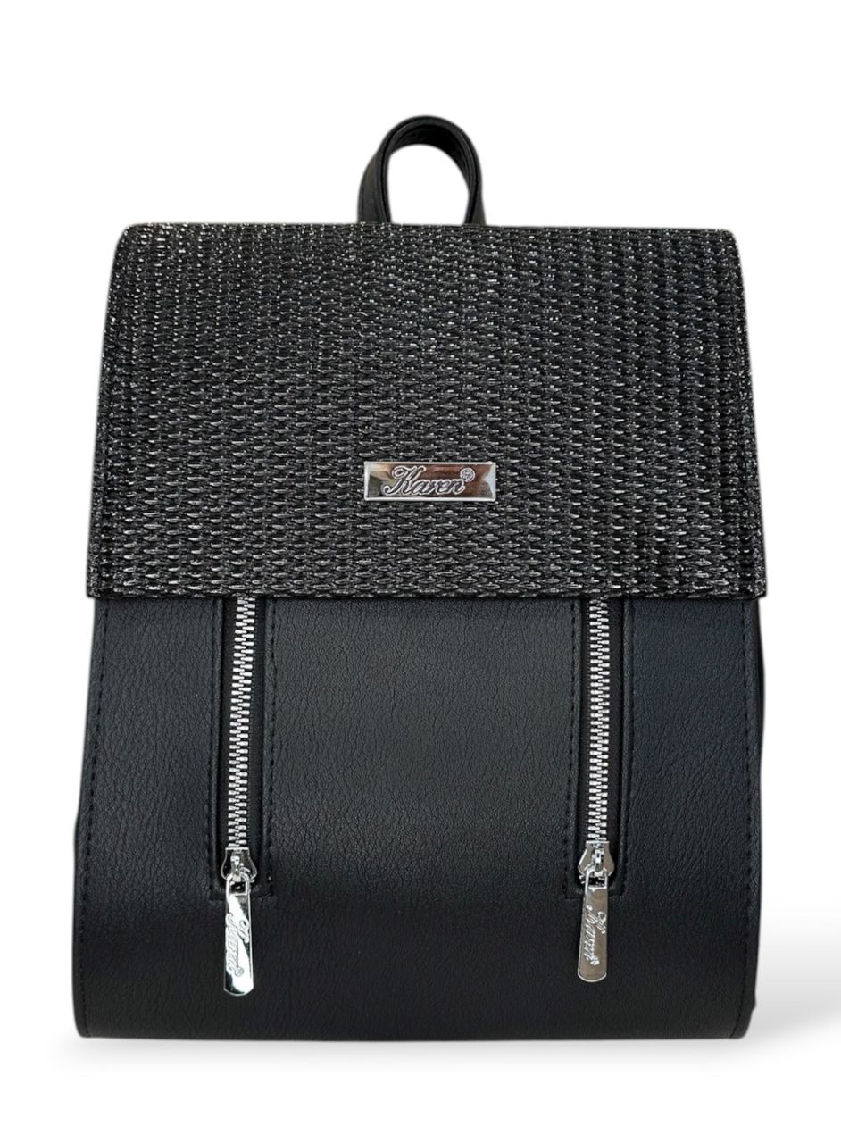 Fekete Karen kisebb fedeles hátizsák Fekete Karen kisebb fedeles hátizsák