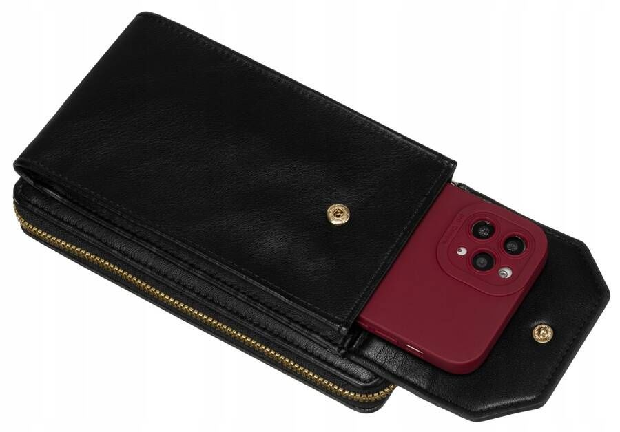 Fekete pénztárcás mobiltelefon oldaltáska - álló Fekete pénztárcás mobiltelefon oldaltáska - álló