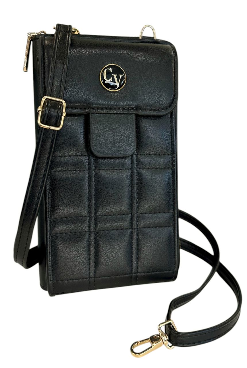 Fekete pénztárcás mobiltelefon oldaltáska - álló Fekete pénztárcás mobiltelefon oldaltáska - álló