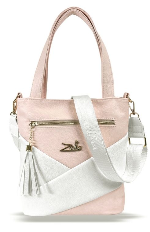 Rózsaszín - fehér Zellia női válltáska Rózsaszín - fehér Zellia női válltáska