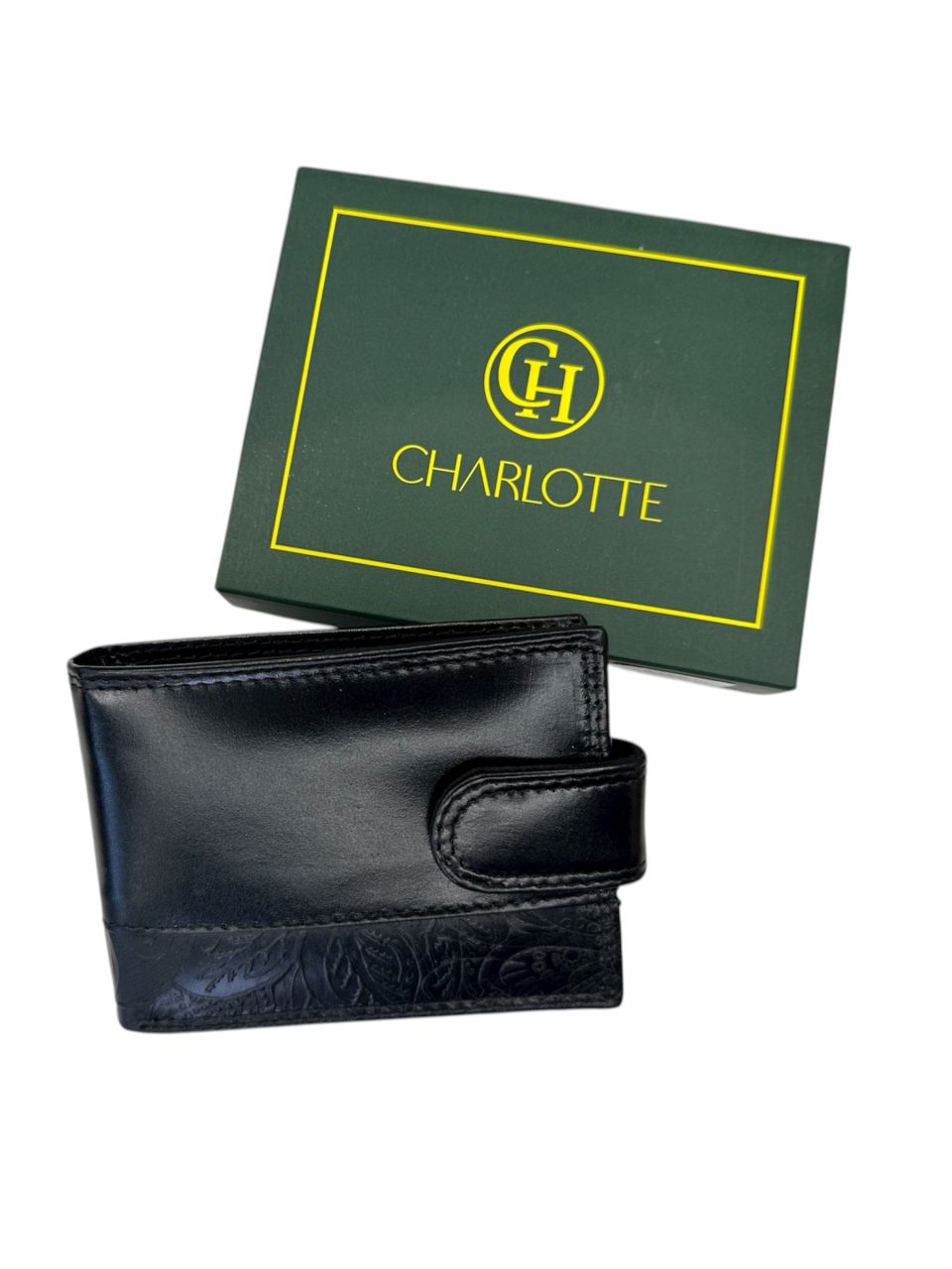 Fekete virágmintás, bőr patentos kártyatartó - fekvő Fekete virágmintás, bőr patentos kártyatartó - fekvő