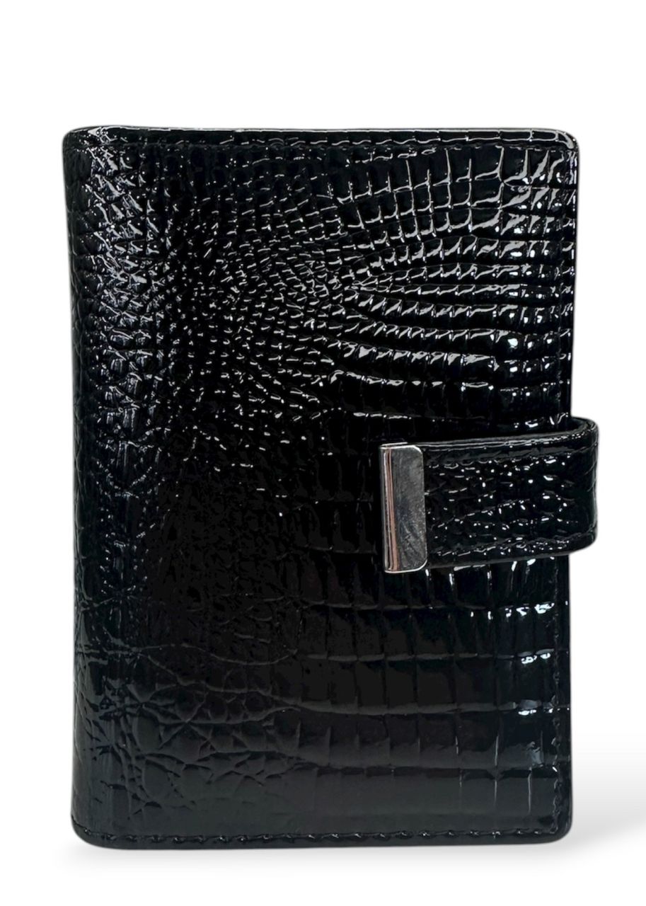 Fekete Jennifer Jones lakkbőr kártyatartó