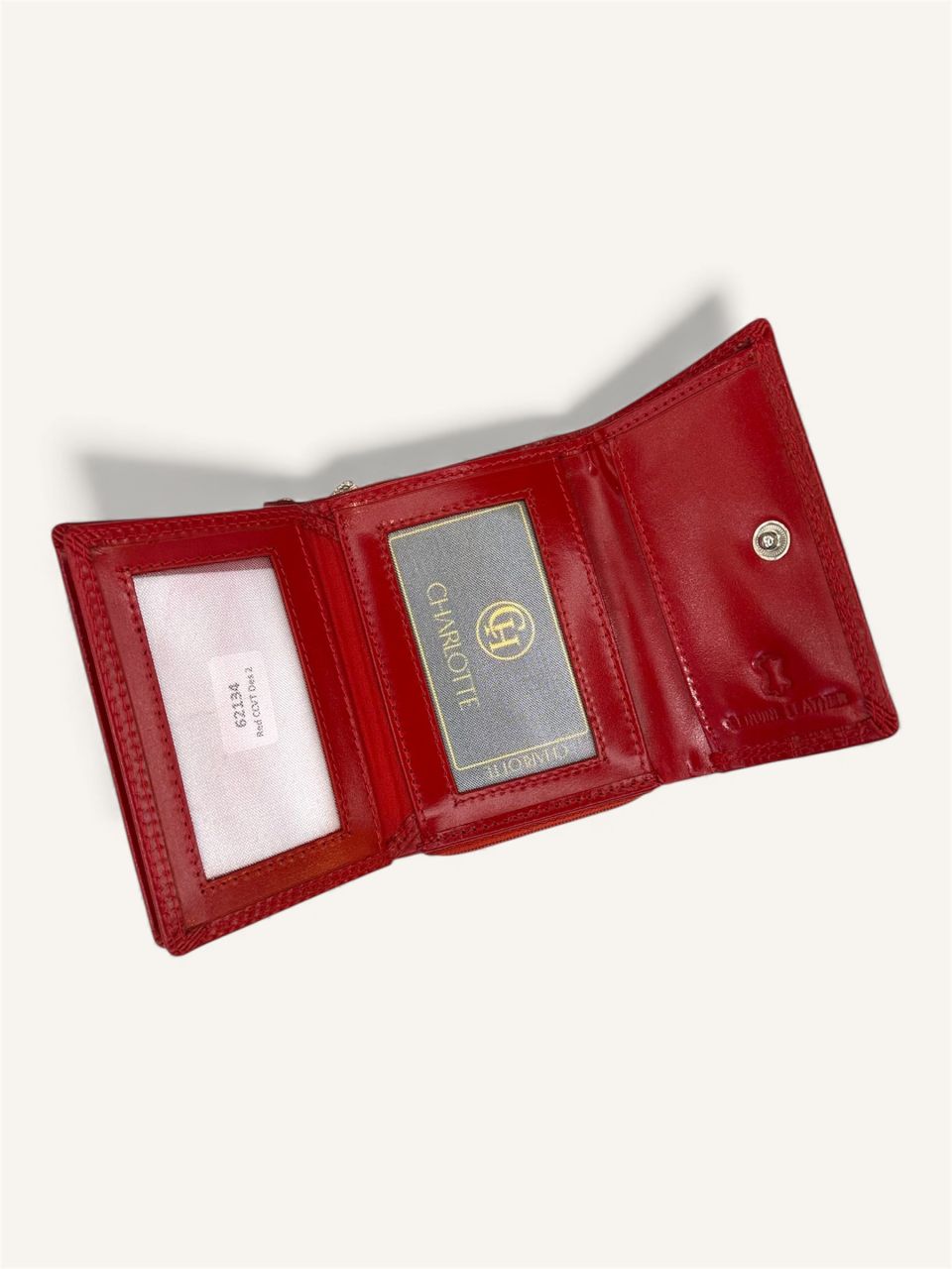 Piros nyomott virágmintás kicsi női bőr pénztárca Piros nyomott virágmintás kicsi női bőr pénztárca