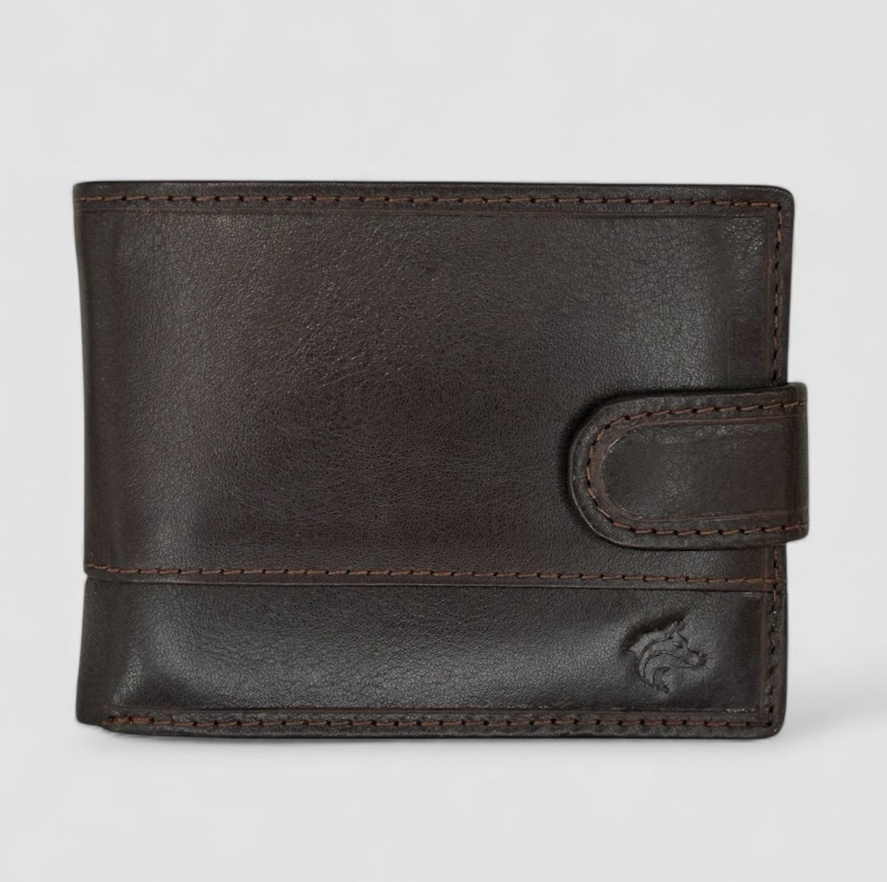 Barna kisebb patentos férfi bőr pénztárca