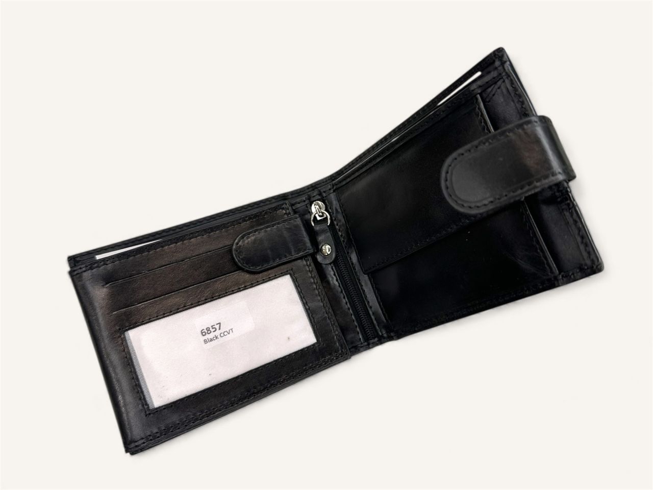 Fekete nagyobb patentos férfi bőr pénztárca