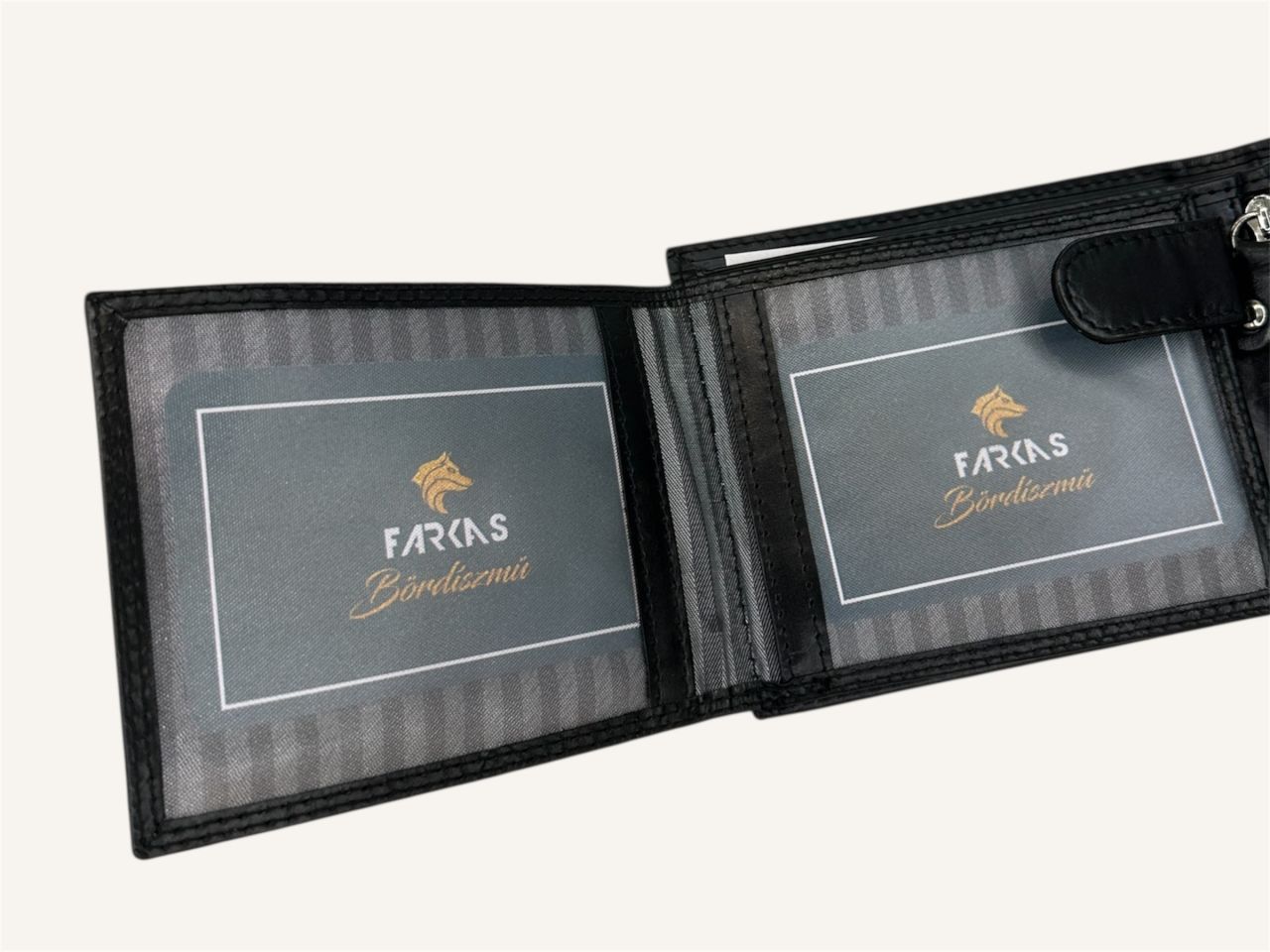 Fekete nagyobb patentos férfi bőr pénztárca