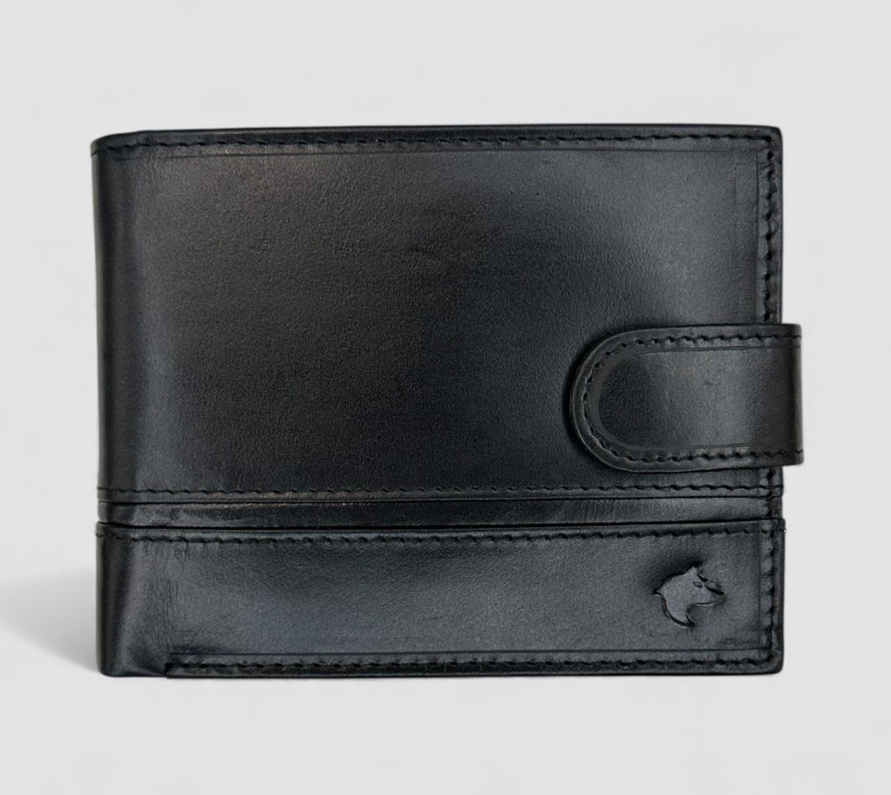 Fekete nagyobb patentos férfi bőr pénztárca