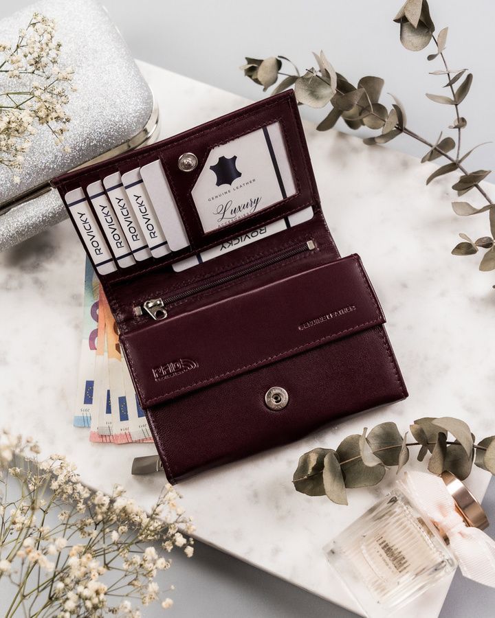 Burgundi női bőr táska és pénztárca szett Burgundi női bőr táska és pénztárca szett