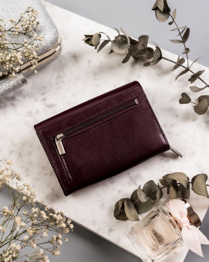 Burgundi női bőr táska és pénztárca szett Burgundi női bőr táska és pénztárca szett