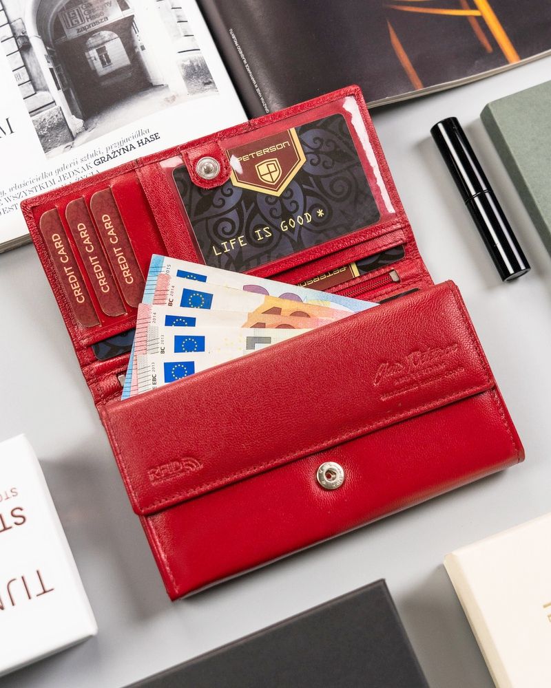 Piros női bőr brifkó pénztárca Piros női bőr brifkó pénztárca