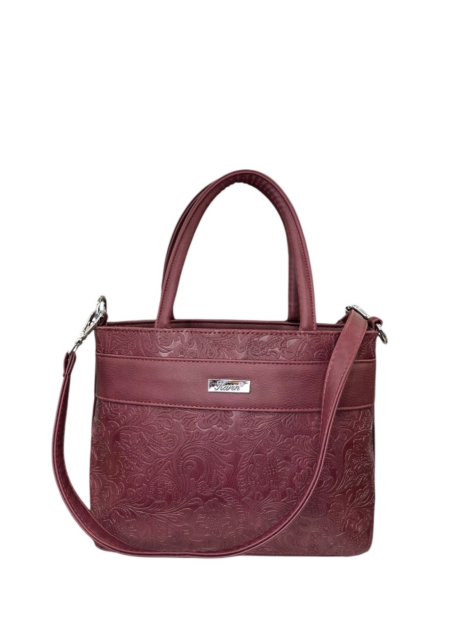 Bordó nyomott virágmintás osztott Karen kézitáska Bordó nyomott virágmintás osztott Karen kézitáska