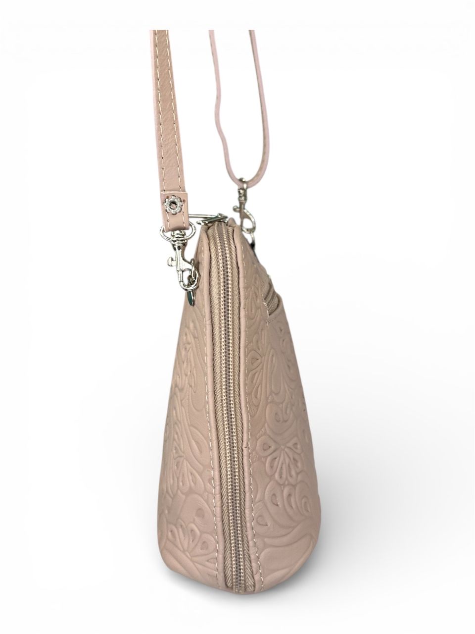 Púder nyomott virágmintás kicsi bőr oldaltáska Púder nyomott virágmintás kicsi bőr oldaltáska