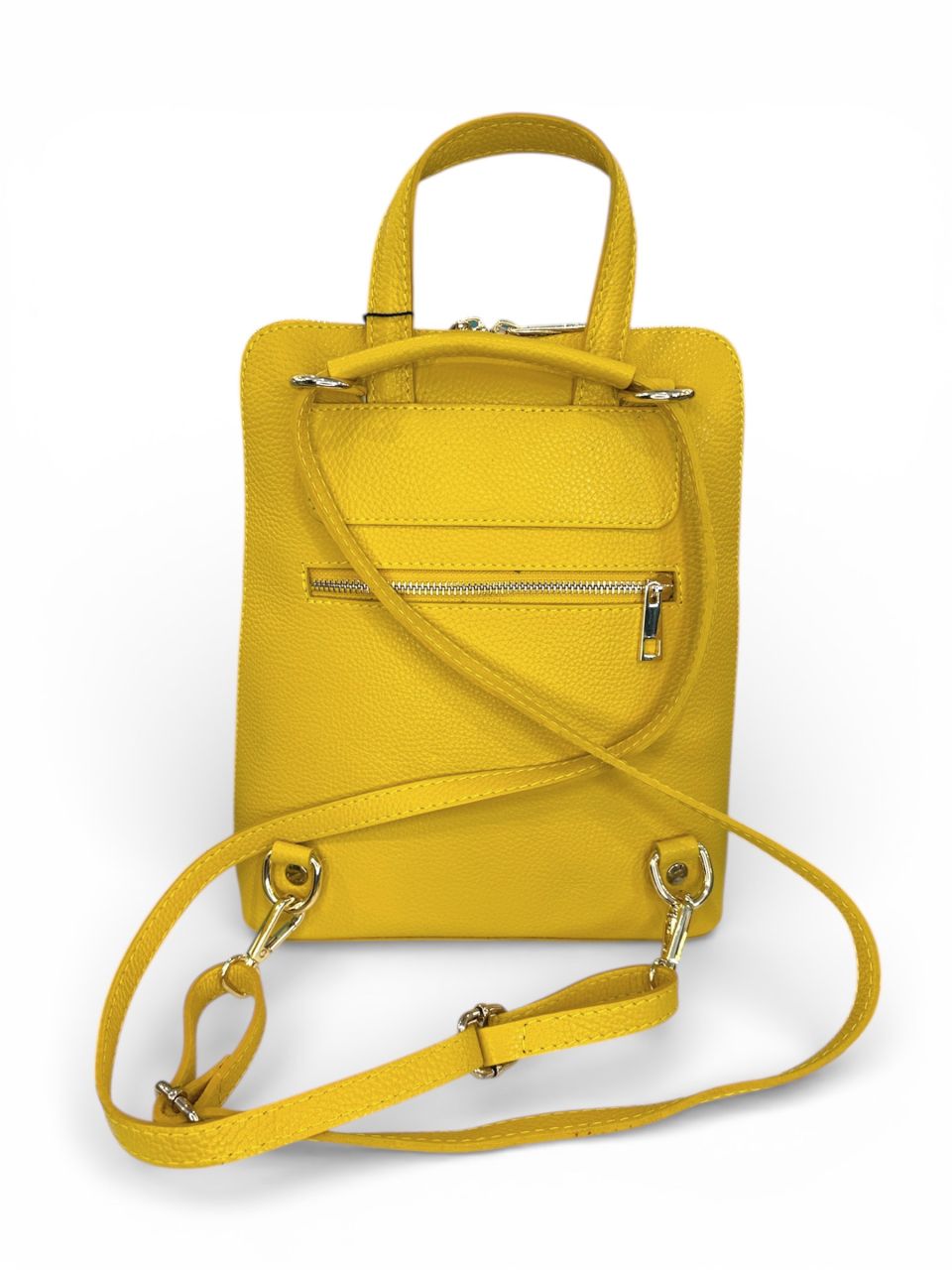 Sárga női bőr átalakítható hátizsák