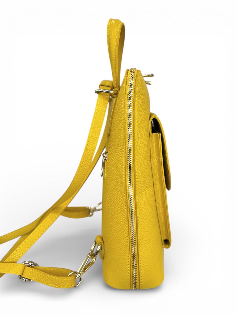 Sárga női bőr átalakítható hátizsák