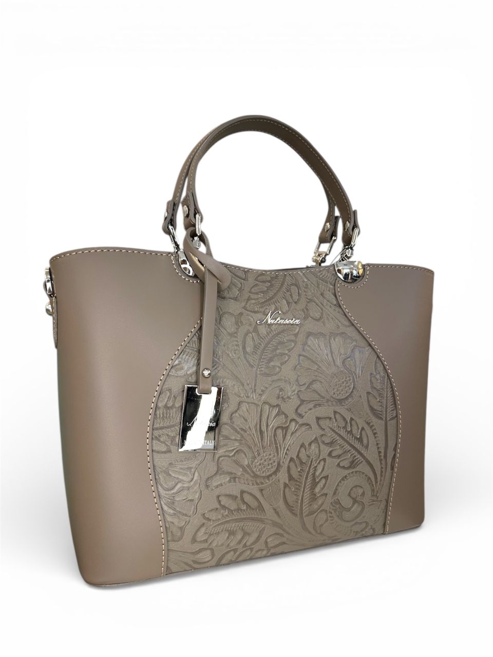 Szürkésbarna női bőr kézitáska Szürkésbarna női bőr kézitáska