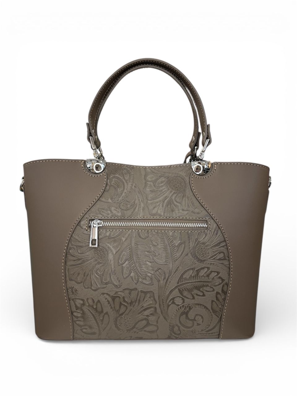 Szürkésbarna női bőr kézitáska Szürkésbarna női bőr kézitáska