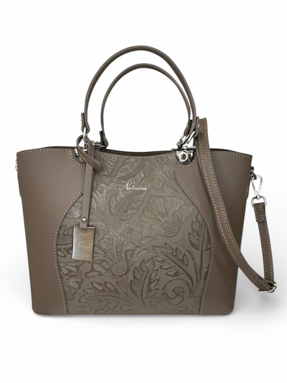 Szürkésbarna női bőr kézitáska Szürkésbarna női bőr kézitáska