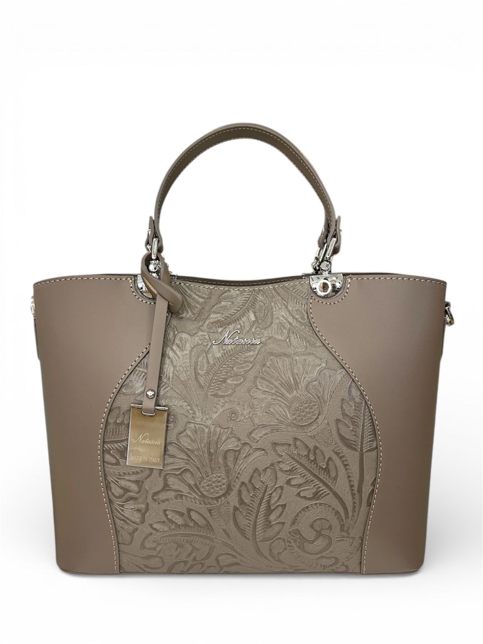 Szürkésbarna női bőr kézitáska Szürkésbarna női bőr kézitáska