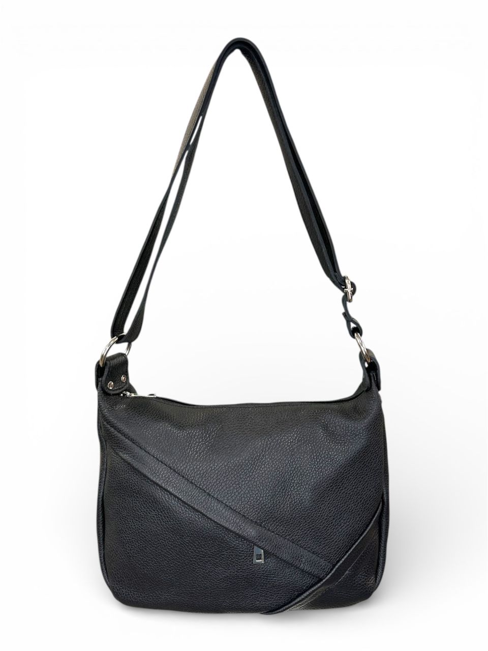 Fekete női bőr oldaltáska