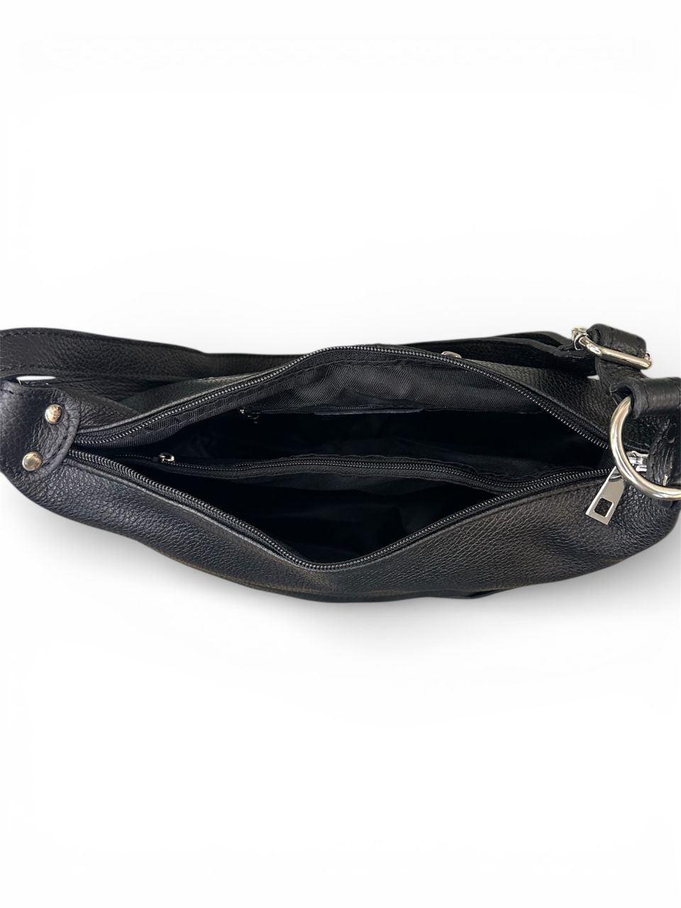 Fekete női bőr oldaltáska