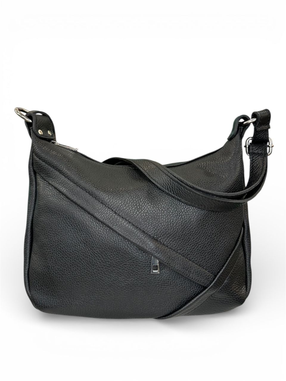 Fekete női bőr oldaltáska