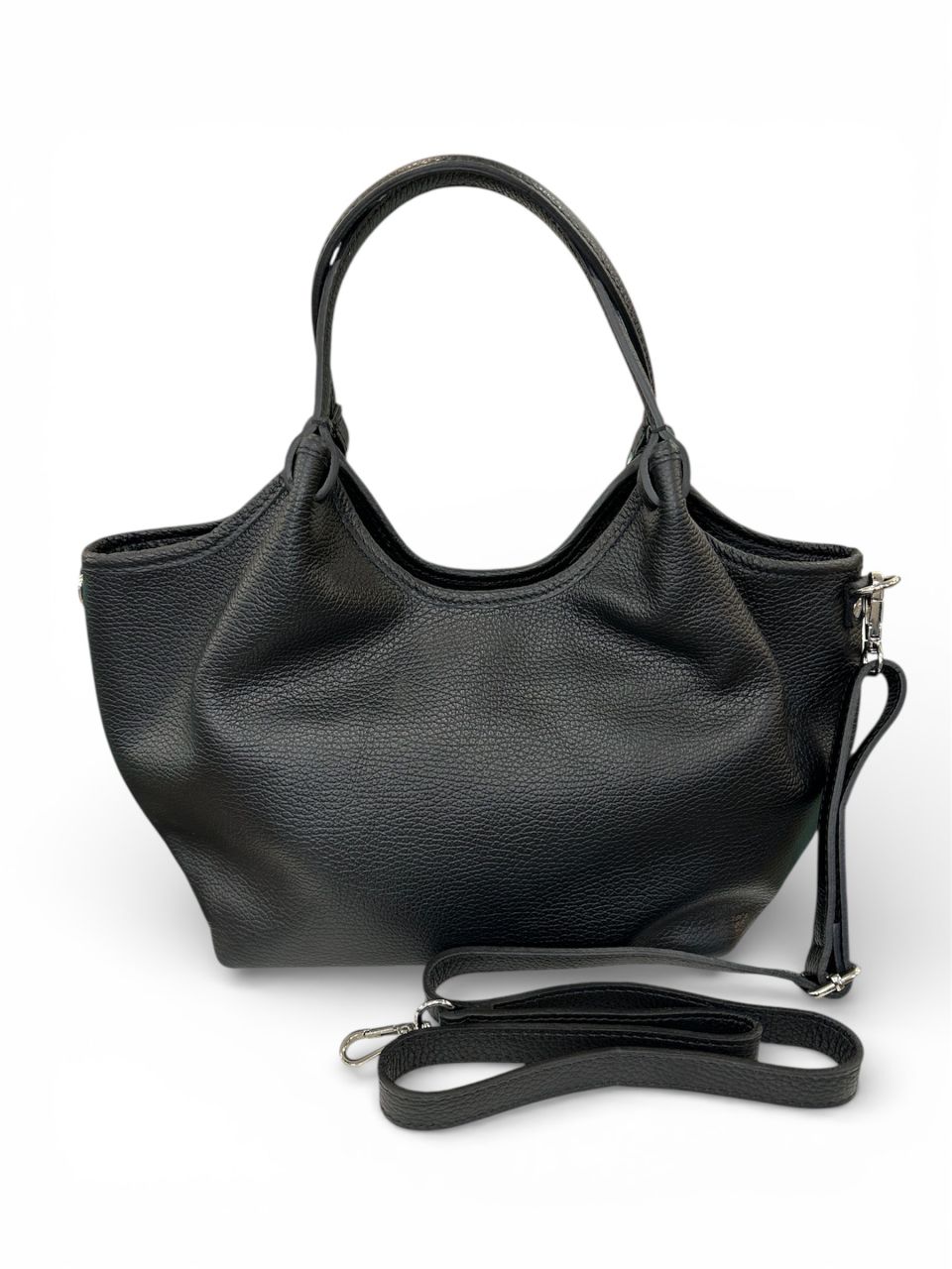 Fekete női bőr egyterű kézitáska Fekete női bőr egyterű kézitáska